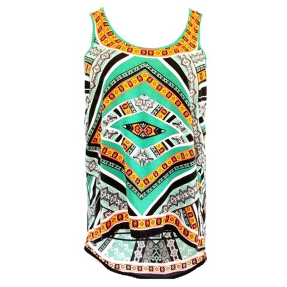 Blue Rain Geometric Print Racerback Tank Top - Picture 1 of 7